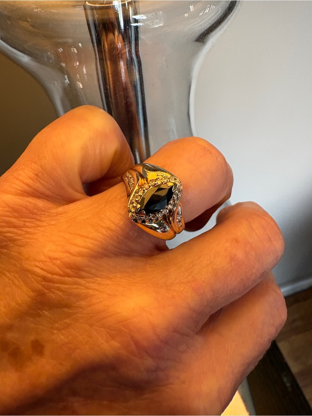 Diamond and Sapphire Ring. 
Marquise Shaped Dinner Ring
Unique and Classy. 
10kt